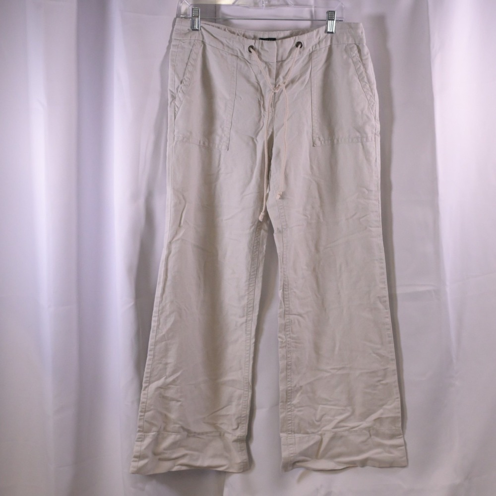 J.Crew Women's 10 Off White Beige Favorite Fit Drawstring Wide Leg Pants 35x30